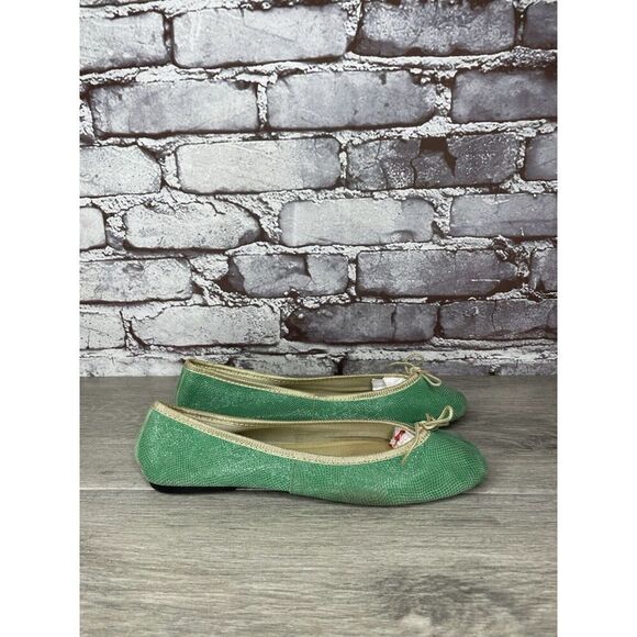 London Sole Green Leather Animal Print FRANCE Ballet Flats Women Sz 39EU/8.5M US - Picture 12 of 16